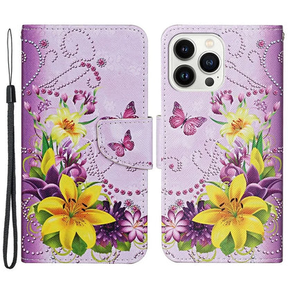 For iPhone 16 Pro Case Pattern Printing Protective Leather Folio Phone Cover