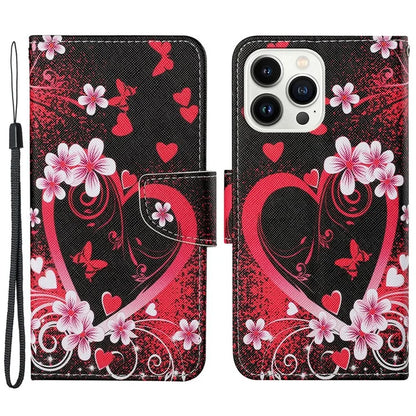 For iPhone 16 Pro Case Pattern Printing Protective Leather Folio Phone Cover