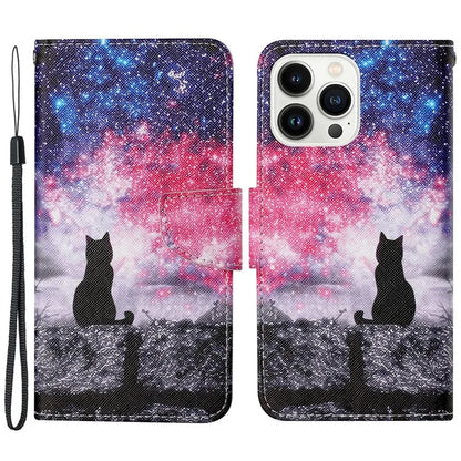 For iPhone 16 Pro Case Pattern Printing Protective Leather Folio Phone Cover