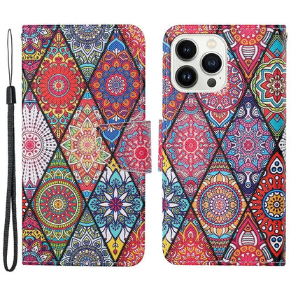 For iPhone 16 Pro Case Pattern Printing Protective Leather Folio Phone Cover
