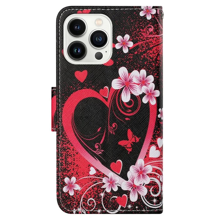 For iPhone 16 Pro Max Case Pattern Printing Protective Leather Folio Phone Cover