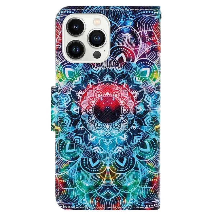 For iPhone 16 Pro Max Case Pattern Printing Protective Leather Folio Phone Cover