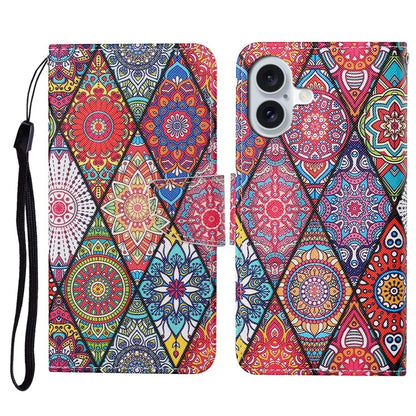 For iPhone 16 Plus Case Pattern Printing Protective Leather Folio Phone Cover
