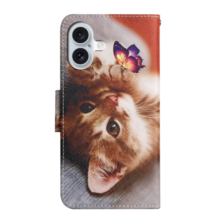 For iPhone 16 Plus Case Pattern Printing Protective Leather Folio Phone Cover