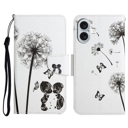 For iPhone 16 Plus Case Pattern Printing Protective Leather Folio Phone Cover