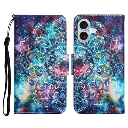 For iPhone 16 Plus Case Pattern Printing Protective Leather Folio Phone Cover