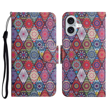 For iPhone 16 Plus Case Pattern Printing Protective Leather Folio Phone Cover