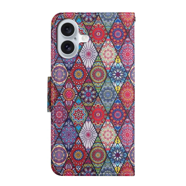 For iPhone 16 Plus Case Pattern Printing Protective Leather Folio Phone Cover