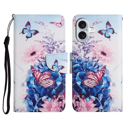 For iPhone 16 Plus Case Pattern Printing Protective Leather Folio Phone Cover
