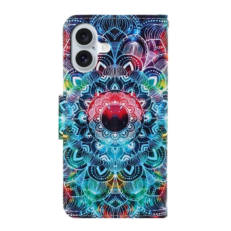 For iPhone 16 Plus Case Pattern Printing Protective Leather Folio Phone Cover