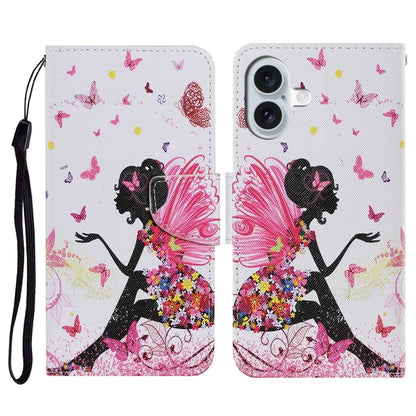 For iPhone 16 Plus Case Pattern Printing Protective Leather Folio Phone Cover