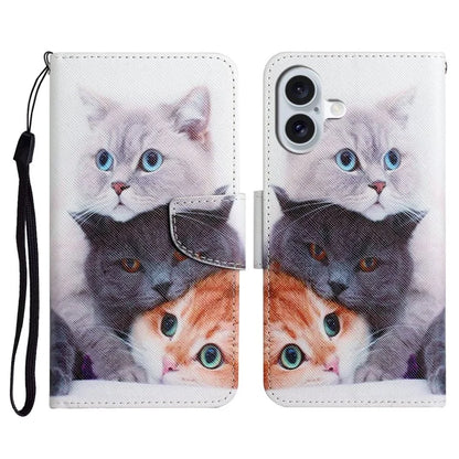 For iPhone 16 Plus Case Pattern Printing Protective Leather Folio Phone Cover