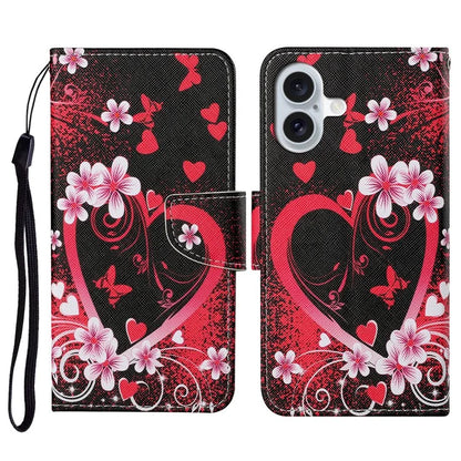 For iPhone 16 Plus Case Pattern Printing Protective Leather Folio Phone Cover