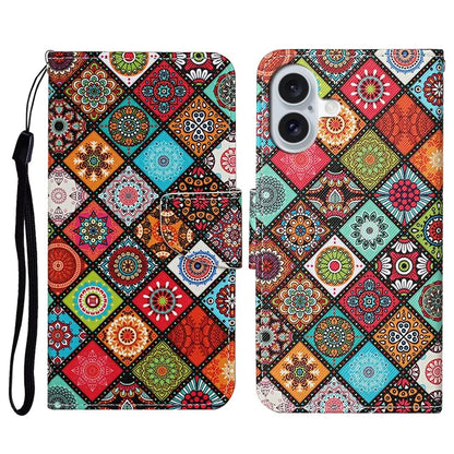 For iPhone 16 Plus Case Pattern Printing Protective Leather Folio Phone Cover