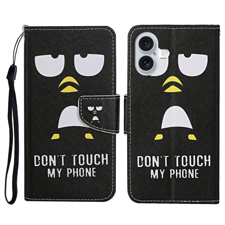 For iPhone 16 Plus Case Pattern Printing Protective Leather Folio Phone Cover