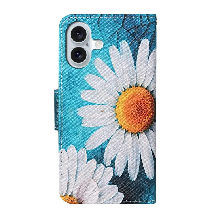 For iPhone 16 Plus Case Pattern Printing Protective Leather Folio Phone Cover