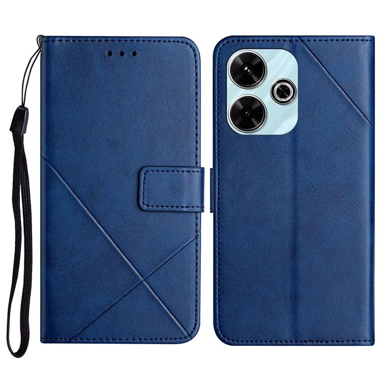For Xiaomi Redmi 13 4G / 13 5G Leather Case Line Pattern Wallet Phone Cover