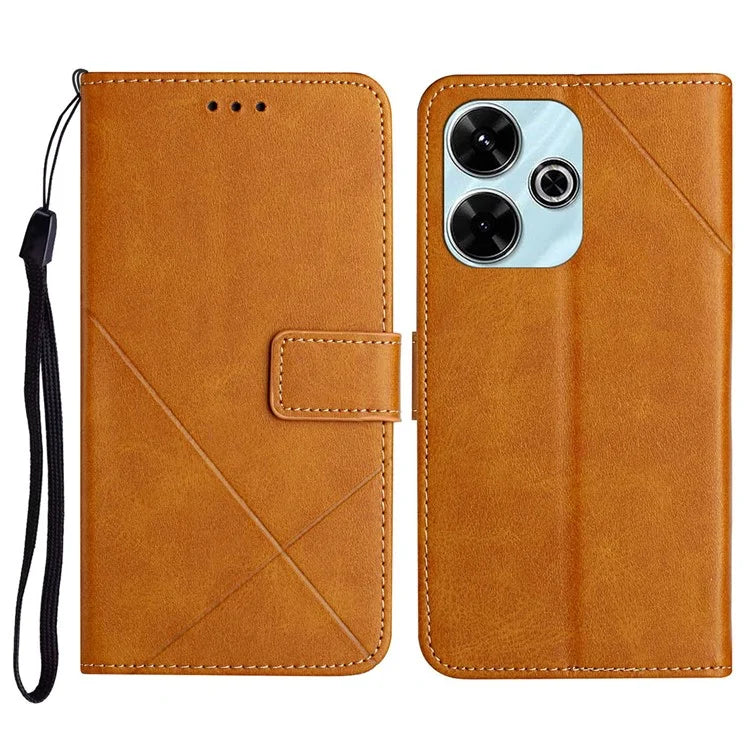 For Xiaomi Redmi 13 4G / 13 5G Leather Case Line Pattern Wallet Phone Cover