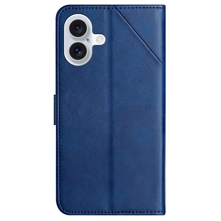 For iPhone 16 Plus Leather Case Line Pattern Wallet Phone Cover