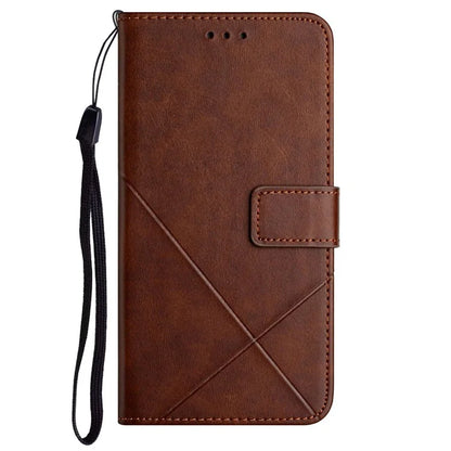 For iPhone 16 Plus Leather Case Line Pattern Wallet Phone Cover