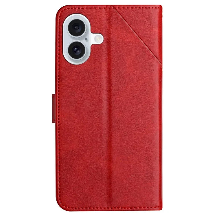 For iPhone 16 Plus Leather Case Line Pattern Wallet Phone Cover