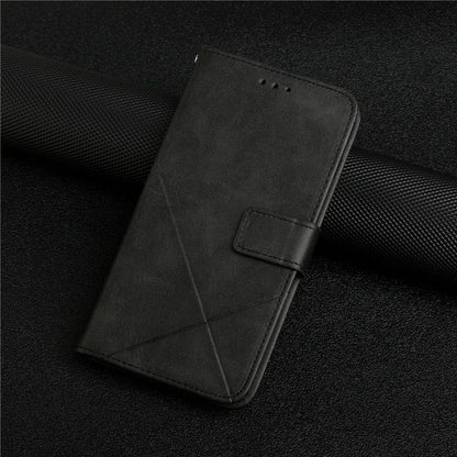 For iPhone 16 Plus Leather Case Line Pattern Wallet Phone Cover