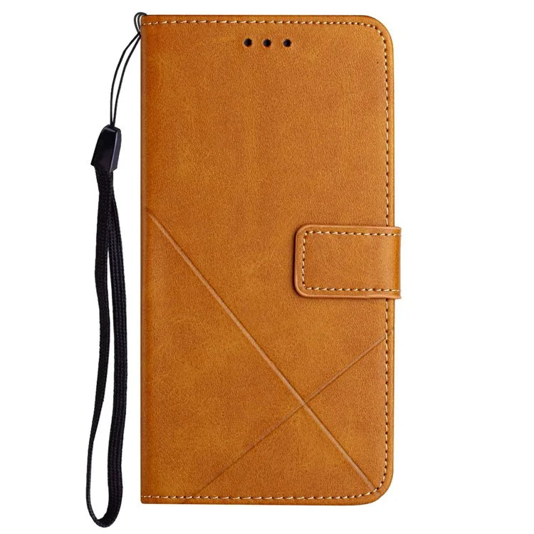 For iPhone 16 Plus Leather Case Line Pattern Wallet Phone Cover