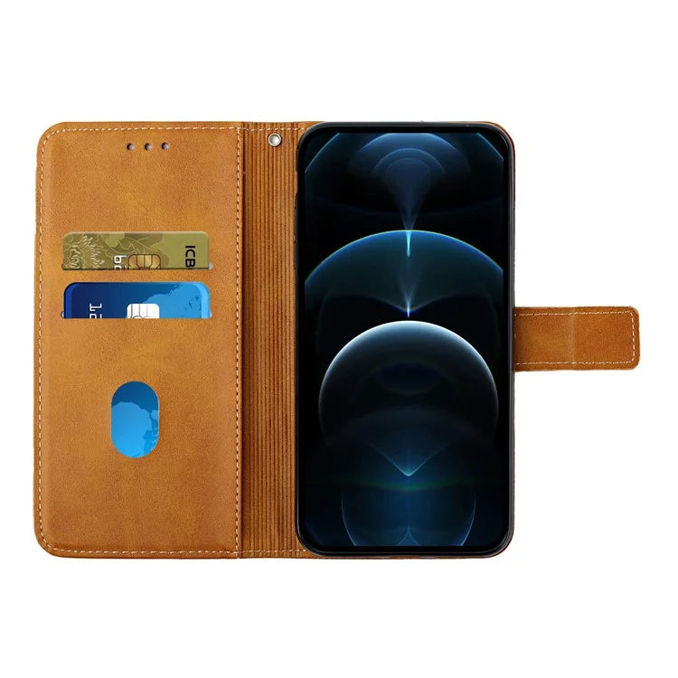 For iPhone 16 Pro Max Leather Case Line Pattern Wallet Phone Cover
