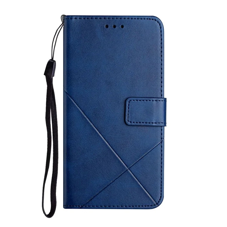 For iPhone 16 Pro Leather Case Line Pattern Wallet Phone Cover