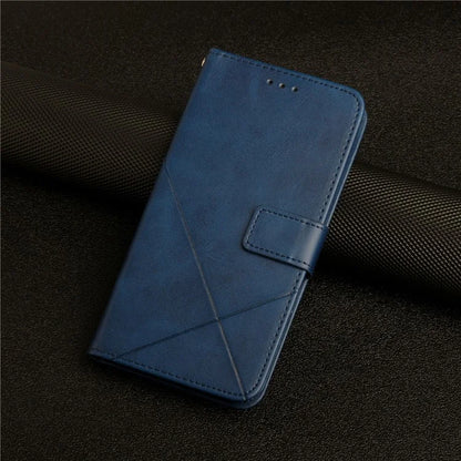For iPhone 16 Pro Leather Case Line Pattern Wallet Phone Cover