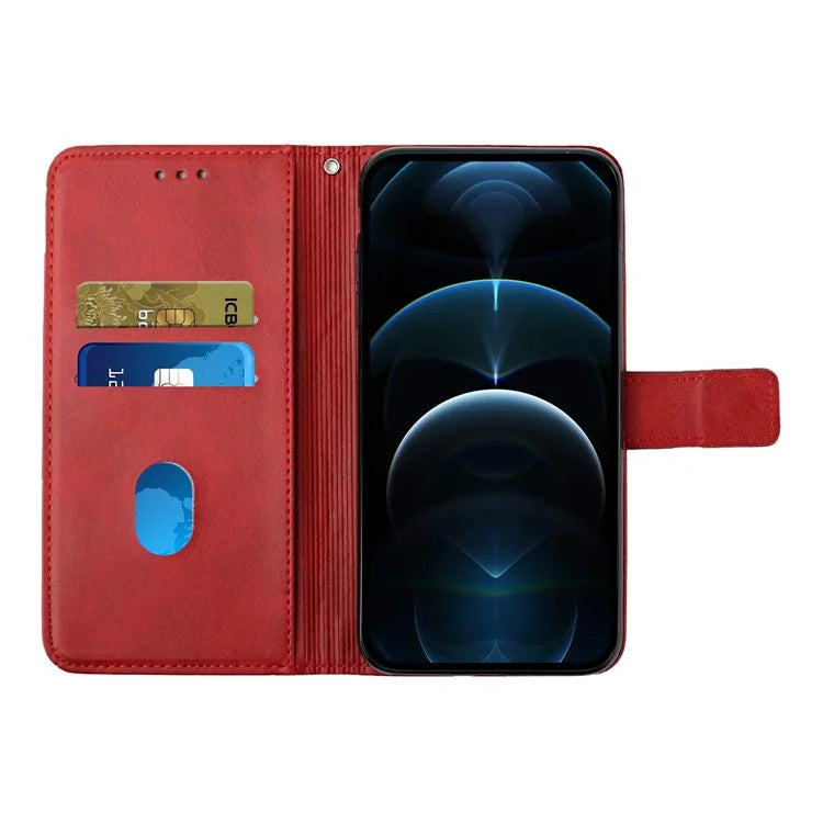 For iPhone 16 Pro Leather Case Line Pattern Wallet Phone Cover