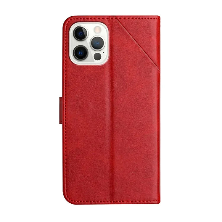 For iPhone 16 Pro Leather Case Line Pattern Wallet Phone Cover