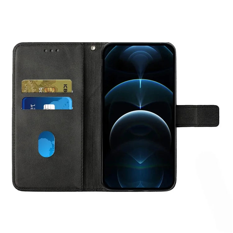 For iPhone 16 Pro Leather Case Line Pattern Wallet Phone Cover