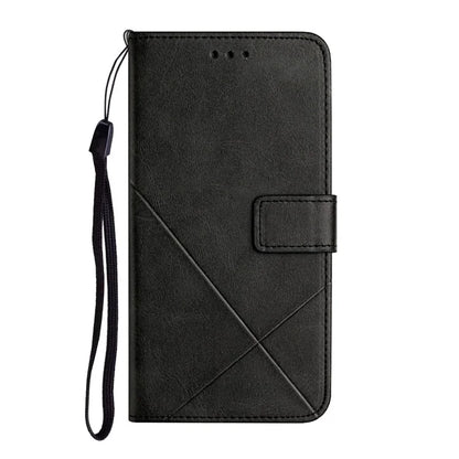For iPhone 16 Pro Leather Case Line Pattern Wallet Phone Cover