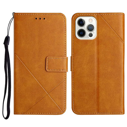 For iPhone 16 Pro Leather Case Line Pattern Wallet Phone Cover