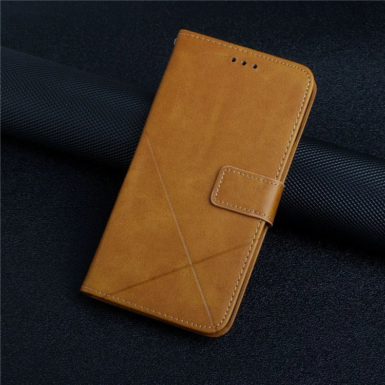 For iPhone 16 Pro Leather Case Line Pattern Wallet Phone Cover
