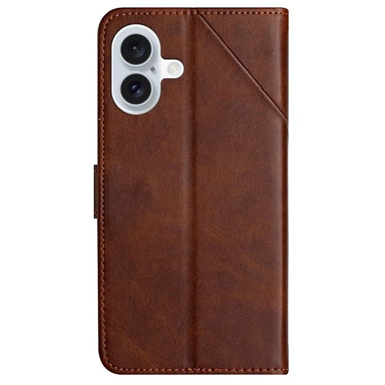 For iPhone 16 Leather Case Line Pattern Wallet Phone Cover
