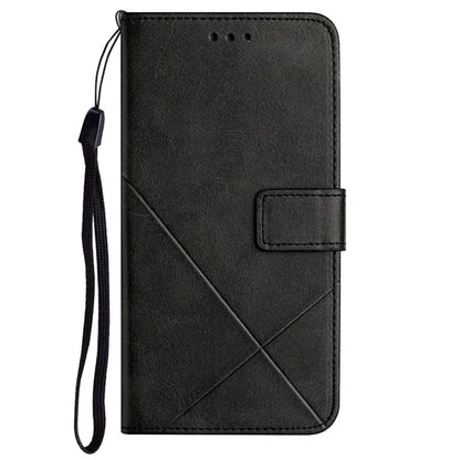 For iPhone 16 Leather Case Line Pattern Wallet Phone Cover