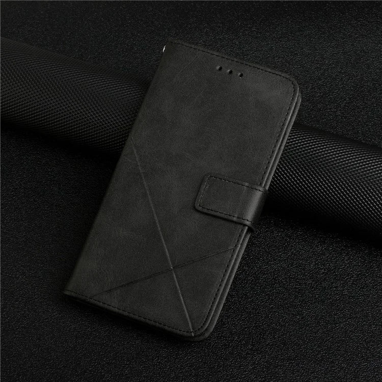 For iPhone 16 Leather Case Line Pattern Wallet Phone Cover