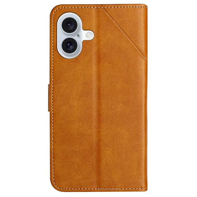 For iPhone 16 Leather Case Line Pattern Wallet Phone Cover
