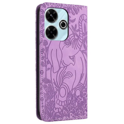 For Xiaomi Redmi 13 5G  /  13 4G Case PU Leather Wallet Phone Cover Elephant Pattern