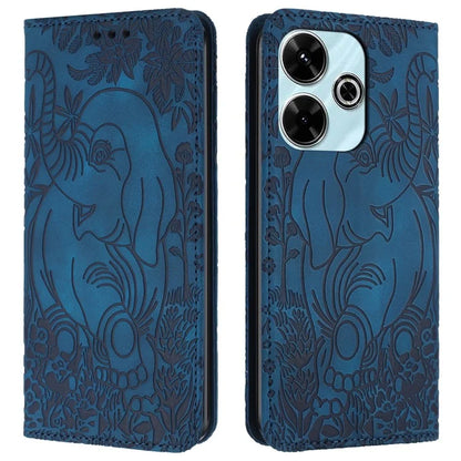 For Xiaomi Redmi 13 5G  /  13 4G Case PU Leather Wallet Phone Cover Elephant Pattern
