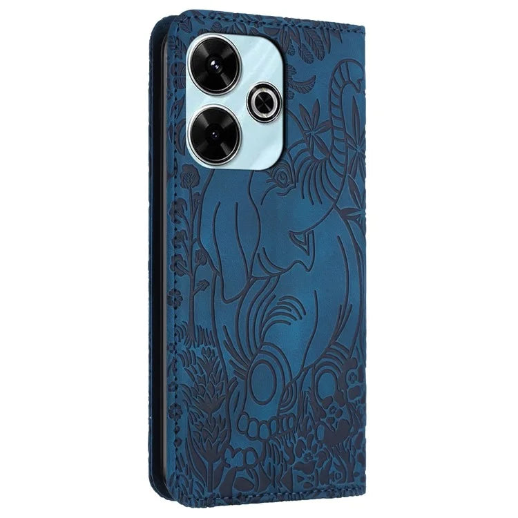 For Xiaomi Redmi 13 5G  /  13 4G Case PU Leather Wallet Phone Cover Elephant Pattern