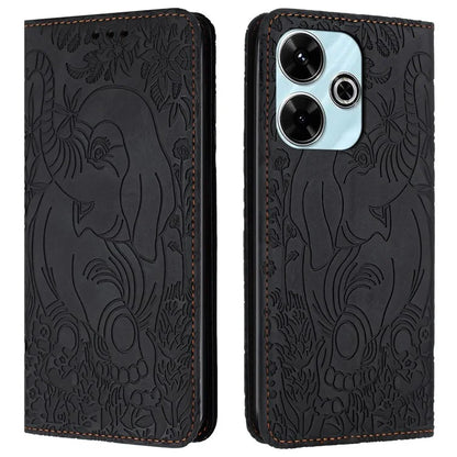 For Xiaomi Redmi 13 5G  /  13 4G Case PU Leather Wallet Phone Cover Elephant Pattern
