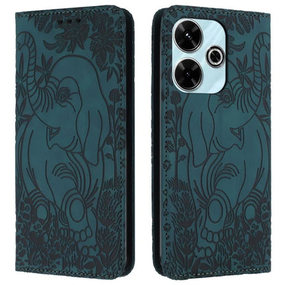 For Xiaomi Redmi 13 5G  /  13 4G Case PU Leather Wallet Phone Cover Elephant Pattern