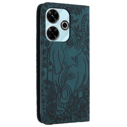 For Xiaomi Redmi 13 5G  /  13 4G Case PU Leather Wallet Phone Cover Elephant Pattern