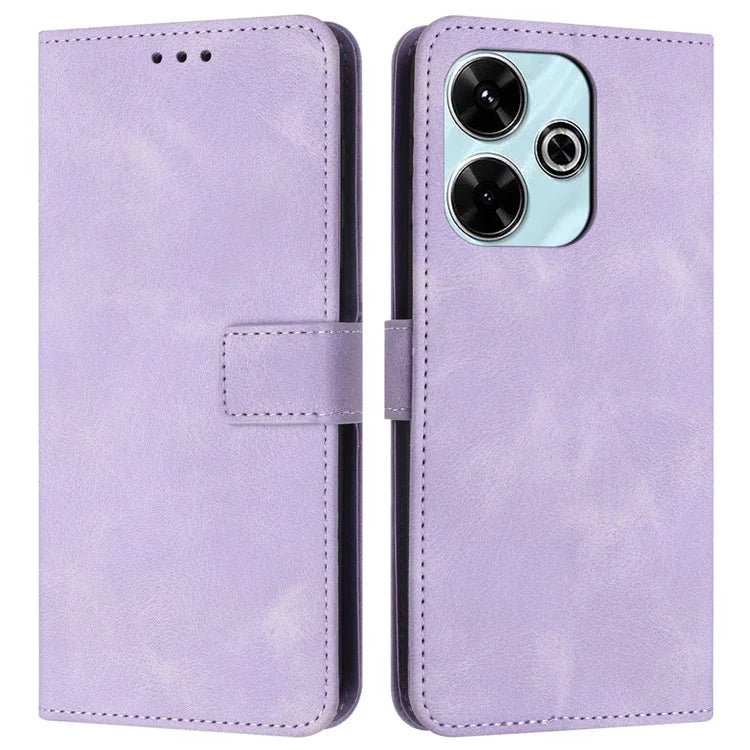 For Xiaomi Redmi 13 5G  /  13 4G Leather Case Solid Color Wallet Protective Phone Cover