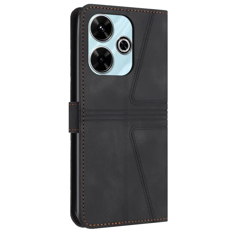 For Xiaomi Redmi 13 5G  /  13 4G Case Triangle Imprinted Anti-Scratch Phone Wallet Cover