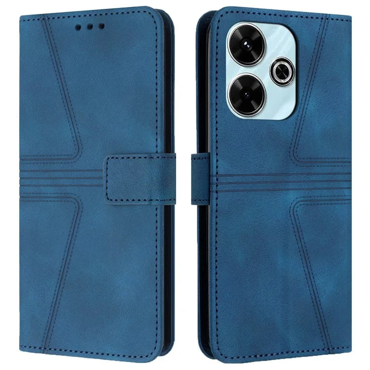 For Xiaomi Redmi 13 5G  /  13 4G Case Triangle Imprinted Anti-Scratch Phone Wallet Cover