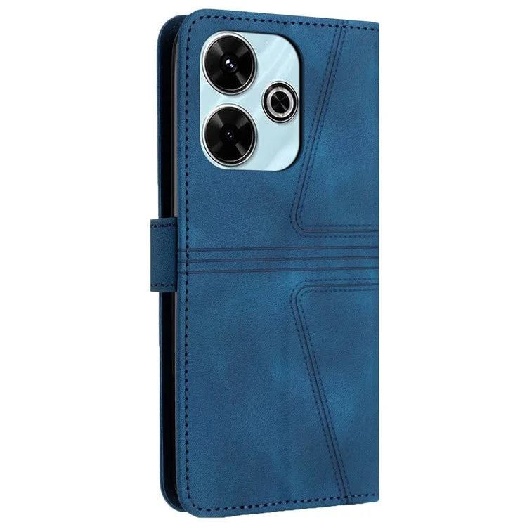 For Xiaomi Redmi 13 5G  /  13 4G Case Triangle Imprinted Anti-Scratch Phone Wallet Cover
